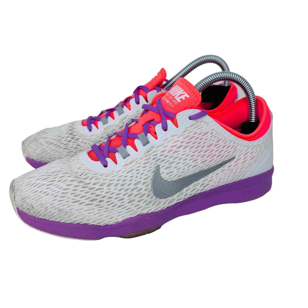 Nike Zoom Fit Womens 8 Training Shoes White Pink Purple 704658-101